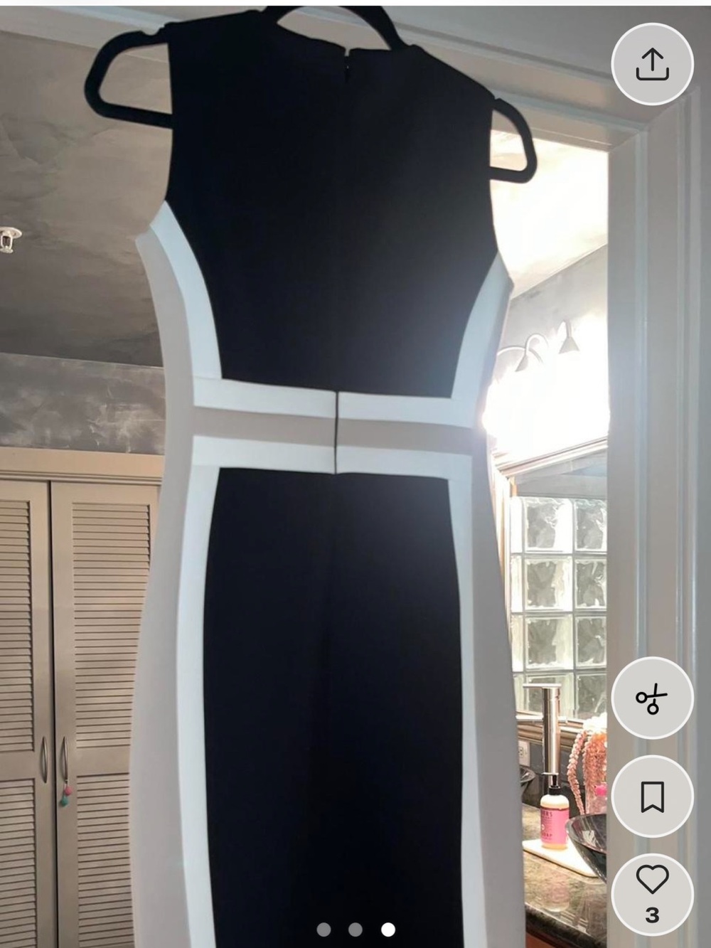 Calvin Klein Black with White Panel Sheath Midi Dress - Picture 3 of 3